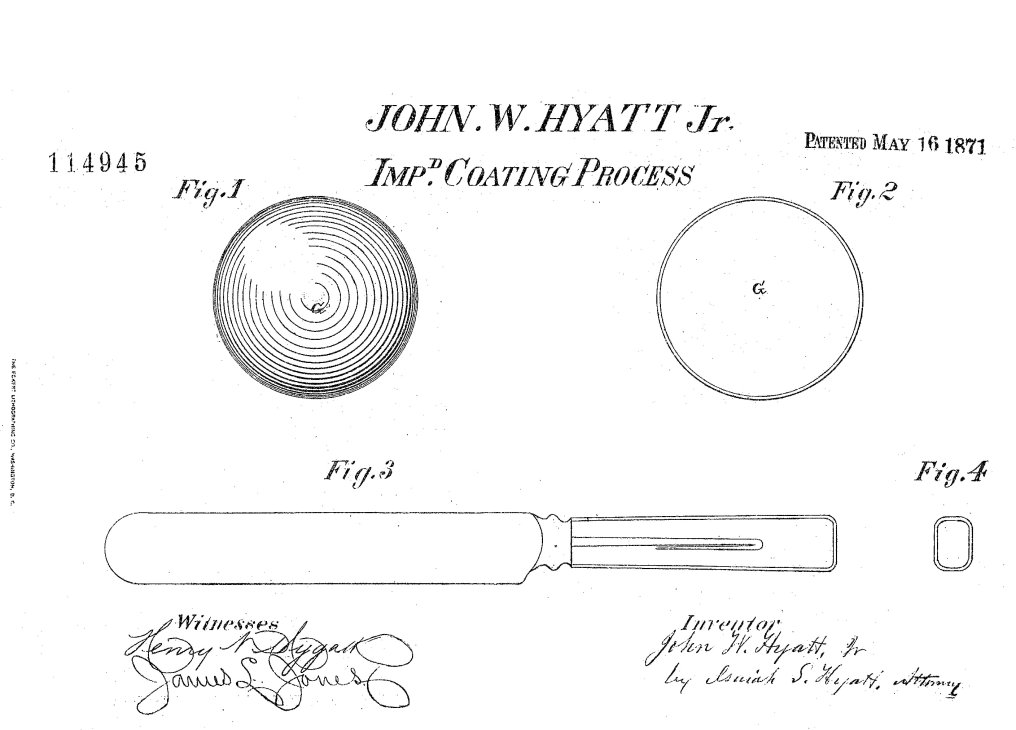 Brevet du celluloïd par John Wesley Hyatt © DR
